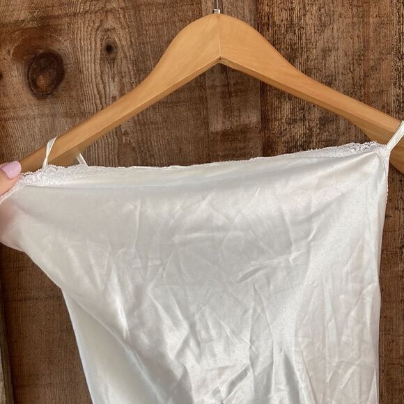 Satin Long Lace-up Slip Nightgown/lingerie with Slit - Picture 3 of 9